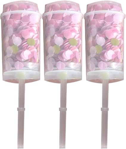 3 Konfetti-Shooter, Hand-Push-Pop-Pop-Popper für Hochzeiten, Geburtstage, Abschlussfeiern und Feiern, bunte Konfetti-Röhren, festliche Veranstaltungszubehör von Generisch