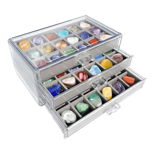 3 Lagige Rock Sammelbox, Edelstein Vitrine 54 Edelsteine Platz, Schmuckschatulle Acryl, Schmuckaufbewahrung Schublade, Kristall Aufbewahrungsbox, Schmuckkästchen Damen, Vitrine Für Steine Fossilien 3 Lagige Rock Sammelbox, Edelstein Vitrine 54 Edelsteine Platz, Schmuckschatulle Acryl, Schmuckaufbewahrung Schublade, Kristall Aufbewahrungsbox, Schmuckkästchen Damen, Vitrine Für Steine Fossilien von Generisch