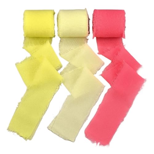 3 Rollen, Größe 5, Seidensatin mit Randfalten, Chiffon-Set, handgerissen, Hochzeitsparty-Blumenstrauß, Geschenkverpackung, Dekoration(9) von Generisch