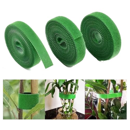 3 Rollen Klettband Pflanzenbinder, 14,5mm x 5m Wiederverwendbare Gartenbänder, Grüne Klettband Pflanzenbinder für Tomaten, Blumen, Kletterpflanzen, Wiederverwendbar von Generisch