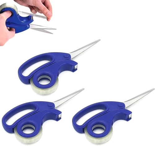 3 Scheren und integrierter transparenter Klebebandabrollenschneider, 2-in-1 scharfe Schere mit Klebebandabroller, Mehrzweck-Papierrollenschneider für Schreibtisch, Zuhause, Büro und Schule 3 Scheren und integrierter transparenter Klebebandabrollenschneider, 2-in-1 scharfe Schere mit Klebebandabroller, Mehrzweck-Papierrollenschneider für Schreibtisch, Zuhause, Büro und Schule von Generisch