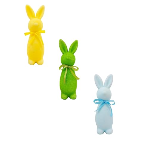 3 Stück Deko Osterhasen Gross Osterhasen Deko Groß Filz Mit Schleife Beflockte OberfläChe, Dekofiguren Zur Osterdekoration Dekoration für Frühling Zuhause Büro Tischdekoration Geschenk (A) von Generisch