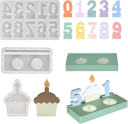 3 Stück Silikonformen Gießformen Geburtstag Set, Zahlen Kerzenhalter 0-9 Silikonform Kerzenhalter mit Sockel, Kuchen Kerzenhalter Gießform Geburtstag für Diy Kerzen 3 Stück Silikonformen Gießformen Geburtstag Set, Zahlen Kerzenhalter 0-9 Silikonform Kerzenhalter mit Sockel, Kuchen Kerzenhalter Gießform Geburtstag für Diy Kerzen von Generisch
