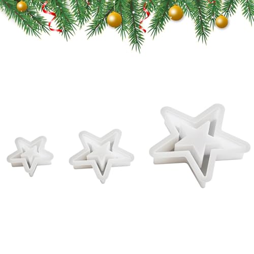 Generisch 3 Stück Silikonformen Gießformen Weihnachten, Sterne Giessformen Silikon Gipsformen zum Gießen, DIY Weihnachten Handwerk von Generisch
