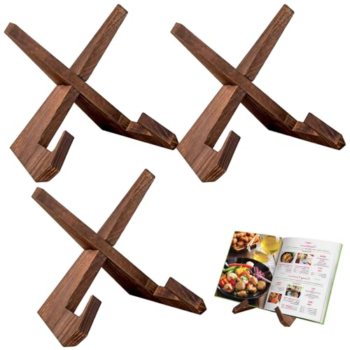 3 Stück Tellerständer aus Holz, Kochbuch- und Rezepthalter, L-förmige Staffelei mit Kreuz-Design für Küche und Wohnzimmer von Generisch