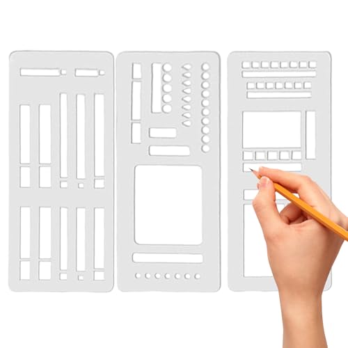 3-teilige Schablone handgefertigter Planer Set Dot Grid Journal Templates präzise Ausschnitte ink-vorhanden Oberfläche für Stifte Marker Gel Stifte Highlighters Studenten Kinder Kreative Journaler 3-teilige Schablone handgefertigter Planer Set Dot Grid Journal Templates präzise Ausschnitte ink-vorhanden Oberfläche für Stifte Marker Gel Stifte Highlighters Studenten Kinder Kreative Journaler von Generisch