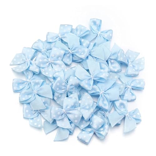 30/60 Stück 2,5 x 2,5 cm gepunktete Satinbandschleifen, bunte kleine Schleifen for Heimwerker, Basteln, Dekoration, Handarbeit, Zubehör(Blue,60pcs) von Generisch