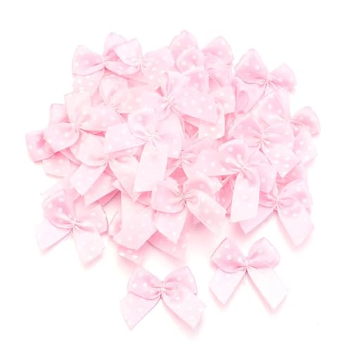 30/60 Stück 2,5 x 2,5 cm gepunktete Satinbandschleifen, bunte kleine Schleifen for Heimwerker, Basteln, Dekoration, Handarbeit, Zubehör(Pink,30pcs) von Generisch