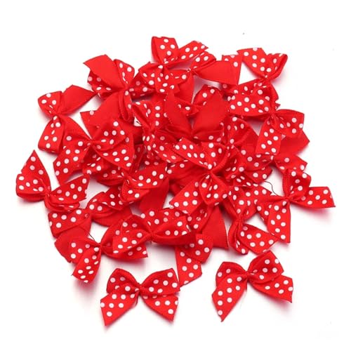30/60 Stück 2,5 x 2,5 cm gepunktete Satinbandschleifen, bunte kleine Schleifen for Heimwerker, Basteln, Dekoration, Handarbeit, Zubehör(Red,30pcs) von Generisch