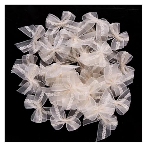 30/60 Stück 25 mm Spitzenschleifen aus Satinband, gemischte Farben, kleine Schleifenknoten for selbstgemachte Haar-Accessoires, Party-Dekorationen(Beige,60pcs) von Generisch