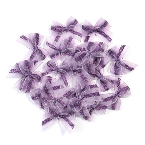 30/60 Stück 25 mm Spitzenschleifen aus Satinband, gemischte Farben, kleine Schleifenknoten for selbstgemachte Haar-Accessoires, Party-Dekorationen(Purple,30pcs) von Generisch