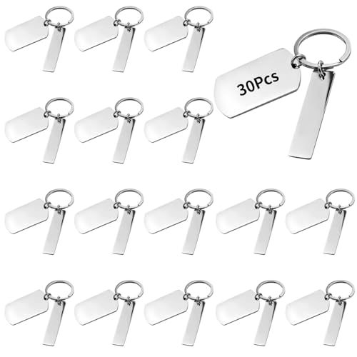 30 Edelstahl-Erkennungsmarken-Schlüsselanhänger mit Spaltringen, leere Etiketten für DIY Personalisierung und Basteln 30 Edelstahl-Erkennungsmarken-Schlüsselanhänger mit Spaltringen, leere Etiketten für DIY Personalisierung und Basteln von Generisch