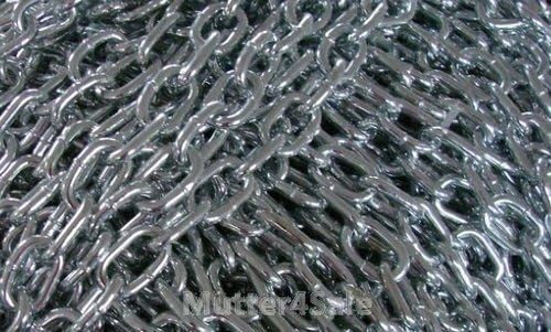 30 Meter Kette Stahlkette Gliederkette DIN 766 kurzgliedrig, geprüft, feuerverzinkt - 4 mm von Generisch