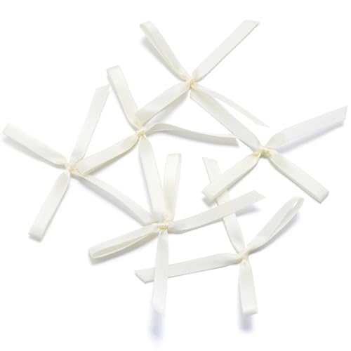 30 Stück 6,5 x 8,5 cm große Ballett-Satinbandschleifen aus Polyester, vorgebundene Schleifen for Verpacken von Geschenken, Basteln, Partydekorationen(Beige) von Generisch