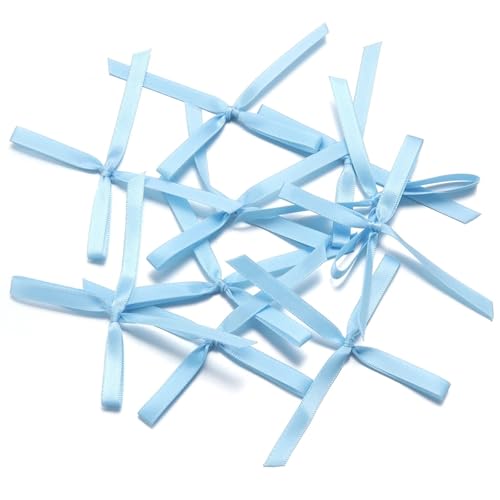30 Stück 6,5 x 8,5 cm große Ballett-Satinbandschleifen aus Polyester, vorgebundene Schleifen for Verpacken von Geschenken, Basteln, Partydekorationen(Blue) von Generisch