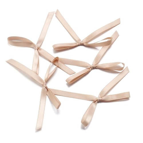 30 Stück 6,5 x 8,5 cm große Ballett-Satinbandschleifen aus Polyester, vorgebundene Schleifen for Verpacken von Geschenken, Basteln, Partydekorationen(Champagne) von Generisch