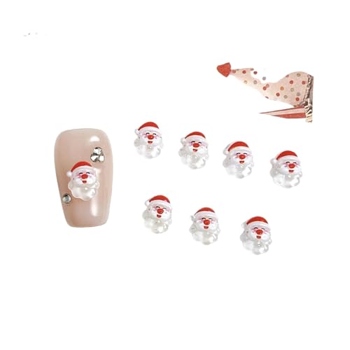 30 Stück Entzückender Schneemann Weihnachtsmann-Harz-Nagel-Anhänger Cartoon-kreative bunte Weihnachts serie Nailart-Dekorationen DIY-Nägel von Generisch