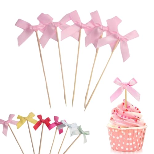 30 Stück Schleifen-Cupcake-Topper, Schleife, Cupcake-Topper, rosa Schleife, Kuchendekoration, Schleife, Cupcake-Picks, rosa Schleife, Geburtstagsdekorationen für Hochzeit, Babyparty, 30 Stück Schleifen-Cupcake-Topper, Schleife, Cupcake-Topper, rosa Schleife, Kuchendekoration, Schleife, Cupcake-Picks, rosa Schleife, Geburtstagsdekorationen für Hochzeit, Babyparty, von Generisch
