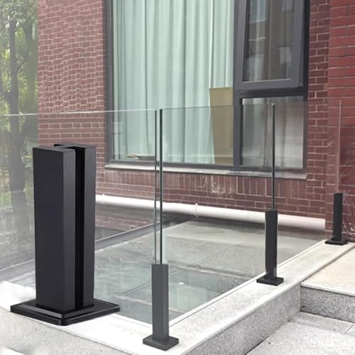 304 Edelstahl Treppengeländerpfosten mit Klemme & Gummi - Schwarzes Metallgeländer für Treppen Terrassen & Gärten 70 cm (27,5 Zoll) Mittelpfosten von Generisch