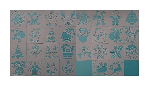 30er Set Schablone Weihnachten Weihnachtsmann Schneemann je 7,5 x 7,5 cm Deko MU K350 von Generisch