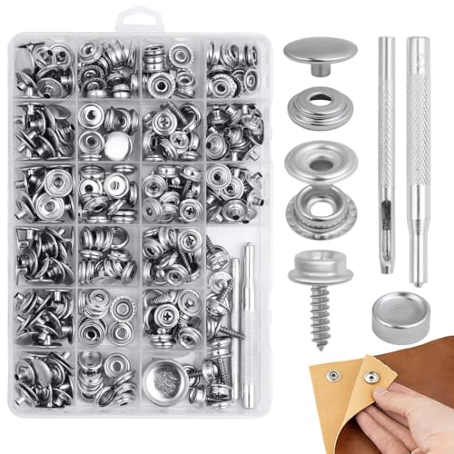 323-teiliges Schnapp-Set für Leinwand mit Druckknöpfen aus Edelstahl in Marine-Qualität, Lochstanzer und Schrauben 323-teiliges Schnapp-Set für Leinwand mit Druckknöpfen aus Edelstahl in Marine-Qualität, Lochstanzer und Schrauben von Generisch