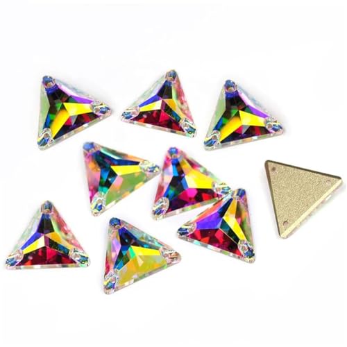 3270 dreieckige Glitzersteine, flache Rückseite, Strasssteine, zum Aufnähen, zwei Löcher, für Handarbeiten, Kleidung, Schmuck von Generisch