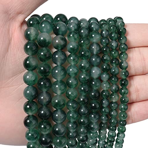 35 Stück grüne Chalcedon-Perlen für die Schmuckherstellung, natürliche Halbedelsteinperlen, rund, glatt, Abstandshalter, Anhänger für Halsketten, Armbänder, 10 mm von Generisch