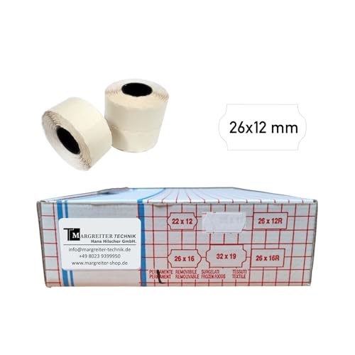 36 Rollen Etiketten 26x12 mm permanent - weiß - Wellenrand. Preisetiketten für Blitz, Meto, Jolly, Uno, Contact, Printex, Evo, Sato, Herlitz und mehr 36 Rollen Etiketten 26x12 mm permanent - weiß - Wellenrand. Preisetiketten für Blitz, Meto, Jolly, Uno, Contact, Printex, Evo, Sato, Herlitz und mehr von Generisch