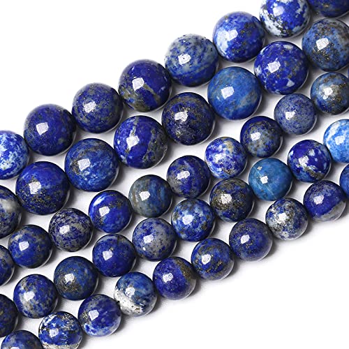36 Stück 10 mm natürlicher Lapislazuli-Edelstein, blauer Stein, rund, lose Abstandshalter, Perlen für Schmuckherstellung, DIY, Armband, Halskette, 38,1 cm, Lapislazuli, 36 Stück von Generisch