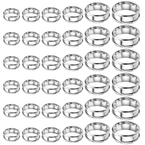 36 Stück Blanko-Edelstahlringe für Schmuckherstellung, 0,8 cm, DIY-Steckplätze zum Basteln, harzfertige Ringrohlinge, verschiedene Größen von 7 bis 12, mit Messanleitung (evtl. nicht in deutscher 36 Stück Blanko-Edelstahlringe für Schmuckherstellung, 0,8 cm, DIY-Steckplätze zum Basteln, harzfertige Ringrohlinge, verschiedene Größen von 7 bis 12, mit Messanleitung (evtl. nicht in deutscher von Generisch