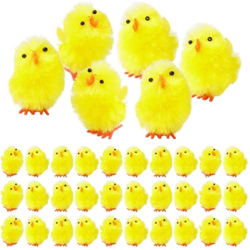 36 Stück gelbe Mini-Plüschküken, niedliche 3,8 cm Osterküken, Dekorationen für Partys und Fotoshootings von Generisch