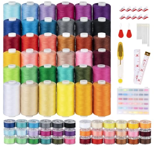 36-teilig Nähgarn Sortiment Set, 550 Yard Nähgarn Set für Nähmaschine mit Spulen, Garn Set mit Spulen 36 Farben Nähmaschinengarn für Overlock-Nähmaschinen 36-teilig Nähgarn Sortiment Set, 550 Yard Nähgarn Set für Nähmaschine mit Spulen, Garn Set mit Spulen 36 Farben Nähmaschinengarn für Overlock-Nähmaschinen von Generisch
