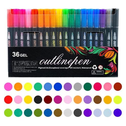36 x funkelnder zweizeiliger Stift, Mal-Lichtstab, Graffiti-Stifte, Coloring-Lichtstab, Graffiti-Textmarker, Malerei, Graffiti-Stift, Doppel-Linien-Marker, Glitzer-Gel-Konturenstift-Set 36 x funkelnder zweizeiliger Stift, Mal-Lichtstab, Graffiti-Stifte, Coloring-Lichtstab, Graffiti-Textmarker, Malerei, Graffiti-Stift, Doppel-Linien-Marker, Glitzer-Gel-Konturenstift-Set von Generisch