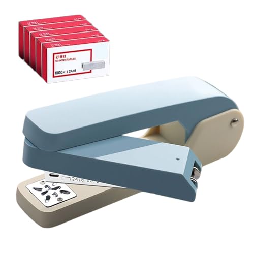 360° Schwenkkopf-Hefter mit 5000 Heftklammern – Vielseitiges Heftgerät mit großer Reichweite für Hefte, Berichte, Präsentationen – Bis zu 50 Blatt Kapazität – Ergonomisches Design (Blau) von Generisch