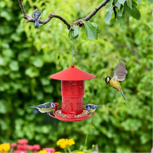 360° drehbarer Vogelfutterspender aus Metall mit Abflusslöchern, wetterfestes Design für den Außenbereich, hängender Garten 360° drehbarer Vogelfutterspender aus Metall mit Abflusslöchern, wetterfestes Design für den Außenbereich, hängender Garten von Generisch