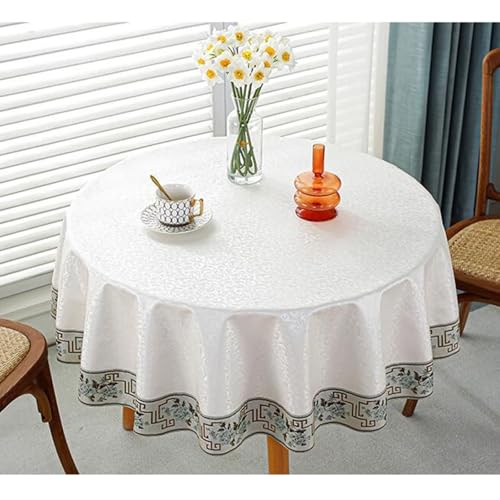 360cm Runde Tischdecke Wasserdicht PU Tischdecke mit Rankenmuster Fleckenabweisend für Hochzeiten Partys und Veranstaltungen - Elegante Esszimmerdekoration von Generisch