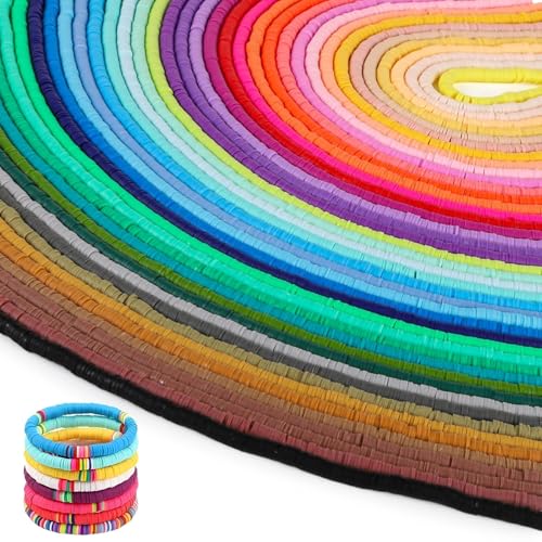 38.000 Polymer-Ton-Perlen, 100 Stränge, flache Scheibenperlen, DIY-Schmuck-Bastelset zur Herstellung von Armbändern, Halsketten, Ohrringen von Generisch