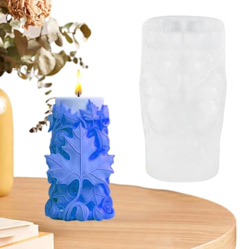3D -Ahornblattzylinder Silikonform, Silikonformen für Kerzenherstellung | Silikonzylinder -Ahornblatt -Design Easy Release Form | Seife Nicht-Stick-Dekorationen für Duftkerzen und Epoxidharz von Generisch