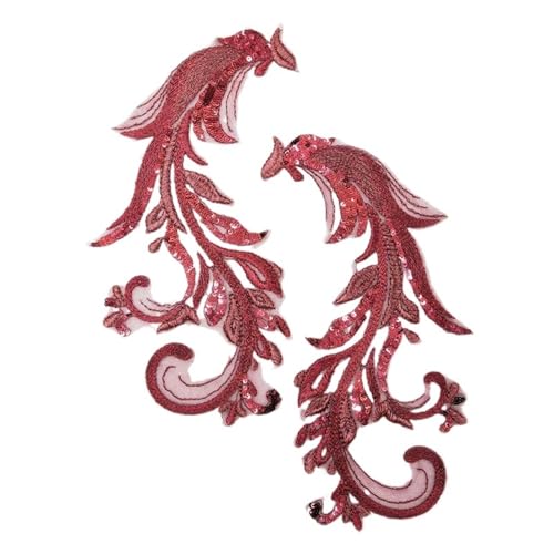 3D Blume Pailletten Stickerei Spitze Aufnäher Applikation - 32x12 cm, elegante Endbearbeitung für Abendkleider und Röcke (Maroon) von Generisch