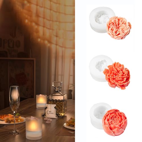 3D Blumen-Silikonform, Fondant-Kuchenbackformen in Blumenform, Leicht zu Entformendes Kerzenform-Set, für Bonbons Gelee Seife Eis von Generisch