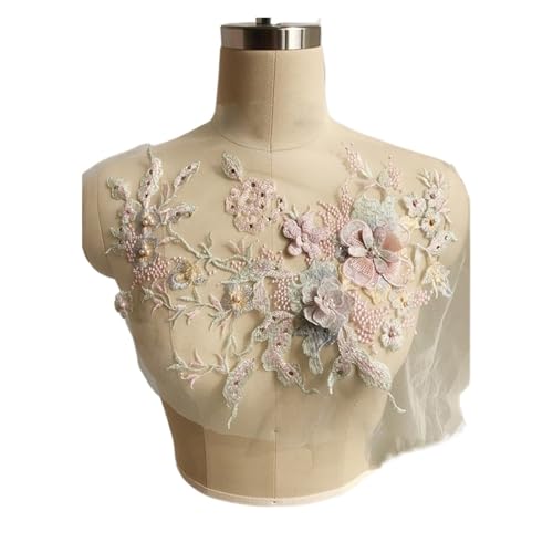 3D-Blumen mit Perlen, Spitze, Applikation, Stickerei, Aufnäher, Flicken für Hochzeit/Abendkleid, Kleidung (hellgrün) von Generisch