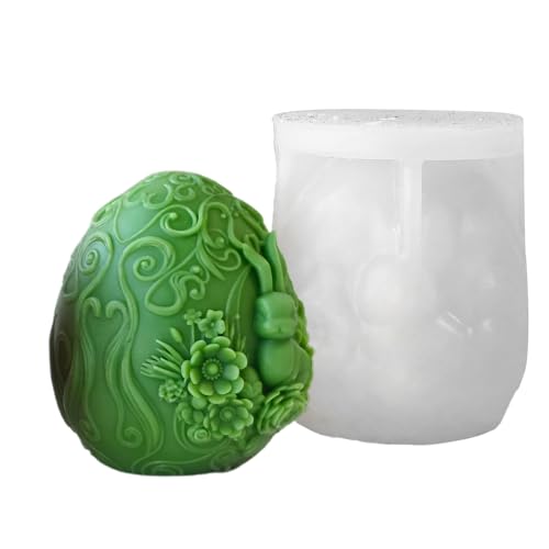 3D -Eierform - -Eiform -Silikonkerzenform | Geprägte Kanincheneiform, Osterdekor Kerzenguss, Ferienhaus Bastelform, festliche 3D -Kaninchen -Kerzenform für -Kerzenherstellung von Generisch