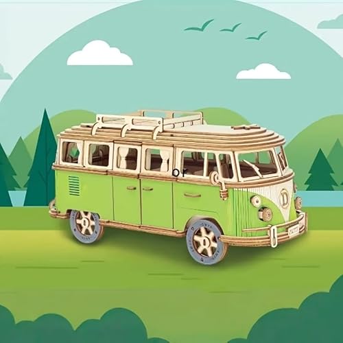3D Holzpuzzle VW T1 Bus, Camper, Van, Holzbausatz, DIY, Geschenkidee, Geschenk, Puzzle (grün) von Generisch