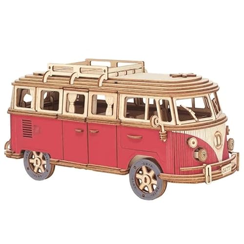 3D Holzpuzzle VW T1 Bus, Camper, Van, Holzbausatz (rot) von Generisch