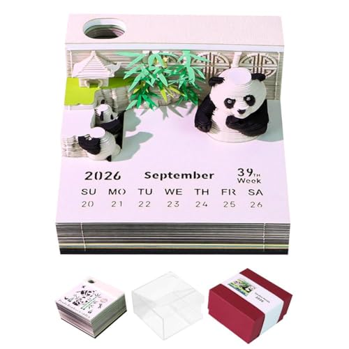 3D-Kalender-Notizblock 2026, Zeitstück-Kalender, niedlicher Panda-Schreibtischkalender, 3D-Notizblock mit Stifthalter, kreativer Abreißkalender, Papierschnitzerei, Kunst-Notizblock, Geschenke für 3D-Kalender-Notizblock 2026, Zeitstück-Kalender, niedlicher Panda-Schreibtischkalender, 3D-Notizblock mit Stifthalter, kreativer Abreißkalender, Papierschnitzerei, Kunst-Notizblock, Geschenke für von Generisch