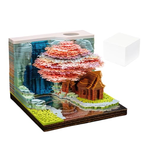 3D-Kunstkalender-Notizblock, Haftnotizblöcke - Berg-Form Notizblöcke Haftnotizen - Notizblock mit Acryl-Staubschutz, langlebiges Design für Desktop-, Büro, Schlafzimmer von Generisch