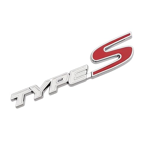 3D-Metall-Logo Typ S Aufkleber Buchstabe Kühlergrill Abzeichen Auto Heckkoffer Emblem Etiketten for Autozubehör(Sticker White Red) von Generisch