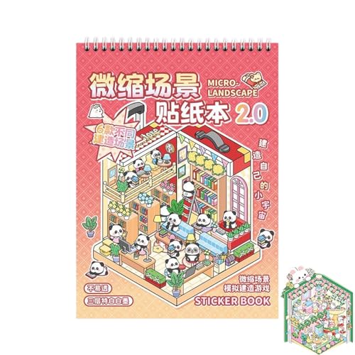 3D Miniatur -Szenenaufkleber - Scrapbooking -Abziehbilder - 3D Fun House Sticker Nettel Cartoon Home -Szenen -Aufkleber Buch für Erwachsene Kinder Relief Stress Stress von Generisch