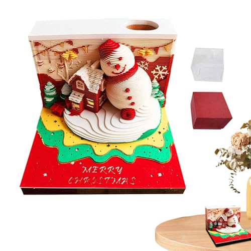 3D Notizblock | Adventskalender mit Papierskulptur Weihnachtsmann Schnee | Abreißbare Papierskulptur für Kinder Studenten Erwachsene | Home Dekoration Festival Weihnachten Schreiben von Generisch