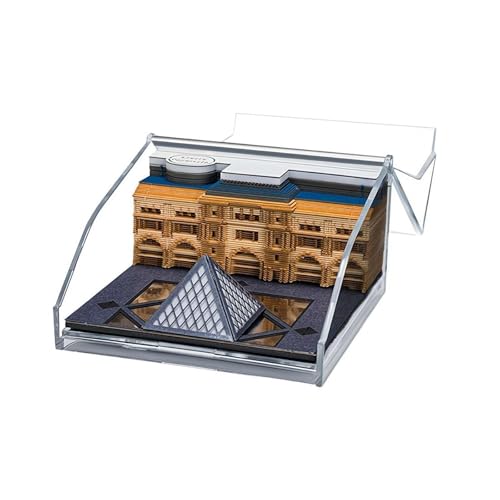 3D Notizblock Louvre Dreidimensionaler Notizblock Papier Notizen 2025 Kalender mit Geburtstag Zubehör Geschenk Schreibtisch Licht von Generisch
